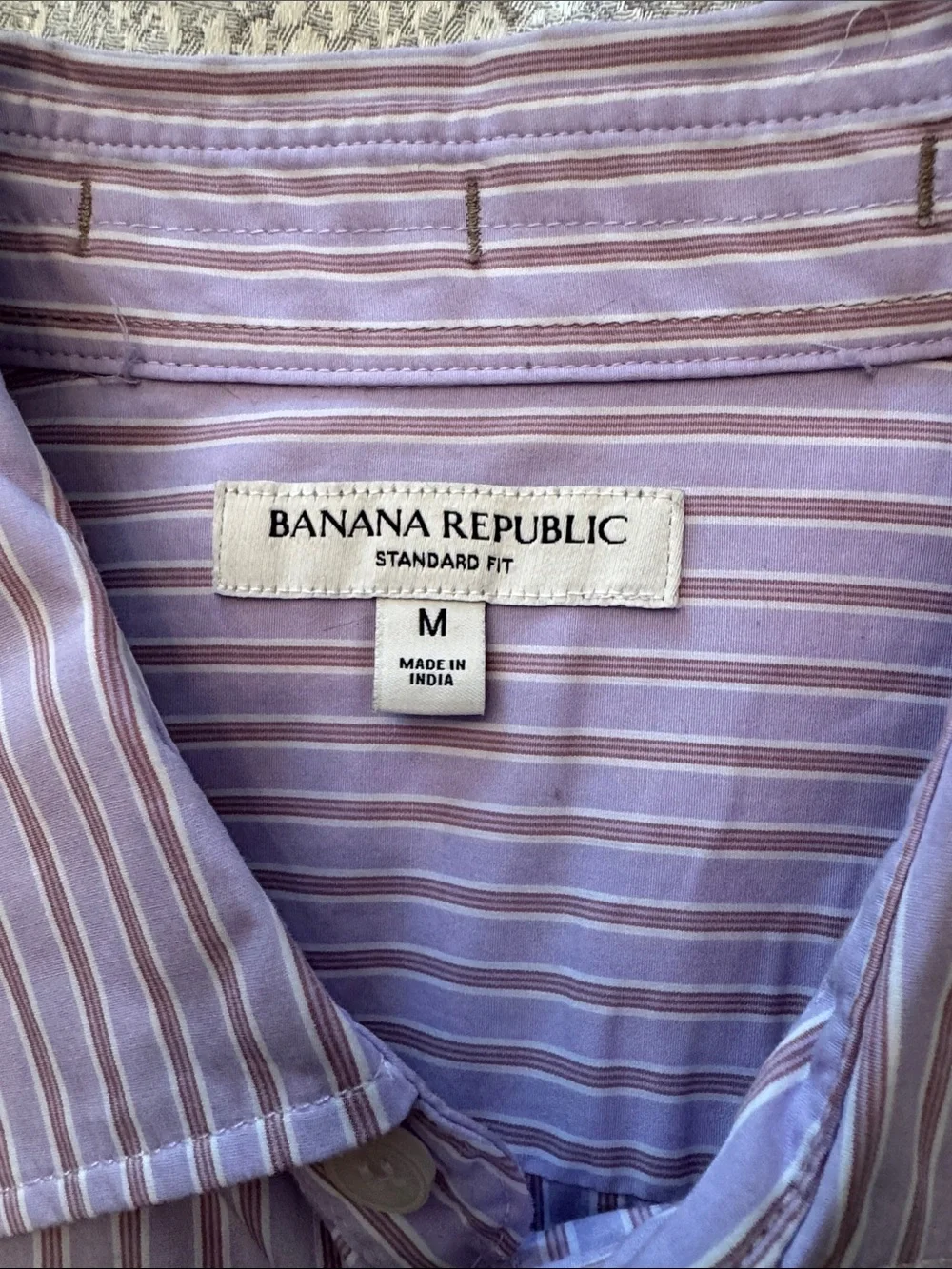 Banana Republic Lavender and White Striped Casual Shirt - Medium